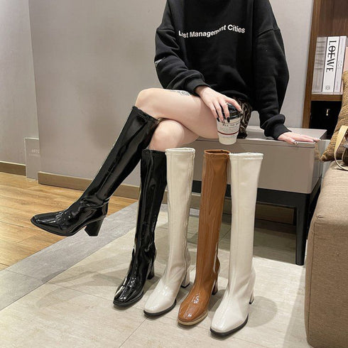 Women Classy Glossy Knee Length Boots